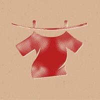 Clothes hang halftone style icon with grunge background vector illustration