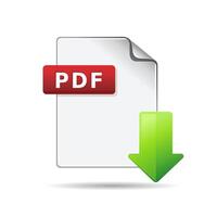 Portable document format download icon. Color vector illustration.