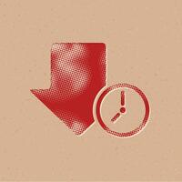 descargar flecha con reloj trama de semitonos estilo icono con grunge antecedentes vector ilustración