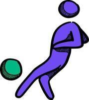 bosquejo íconos fútbol americano jugadores color vector ilustración