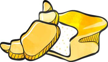 Bakery icon in color drawing. Bread food breakfast meal croissant vector