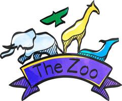 Zoo gate icon in color drawing. Animal park jungle safari vector