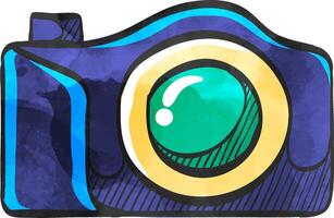 Camera icon in watercolor style. vector