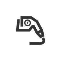 Electric vehicle charger icon in thick outline style. Black and white monochrome vector illustration.