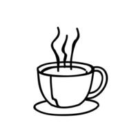 Hot drinking cup. Coffee, tea, milk, chocolate beverage. Hand drawn vector illustration. Editable line stroke