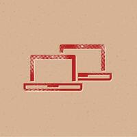 Laptops halftone style icon with grunge background vector illustration
