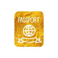 Hand drawn Passport icon in gold foil texture vector illustration