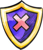 Shield icon in watercolor style. vector