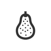 Pear icon in thick outline style. Black and white monochrome vector illustration.