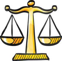 Justice scale icon in color drawing. Law litigation measurement balance vector