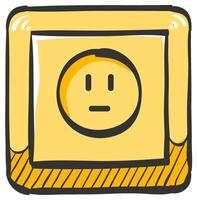 Protected electric outlet icon in hand drawn color vector illustration