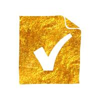 Hand drawn Checkmark icon in gold foil texture vector illustration