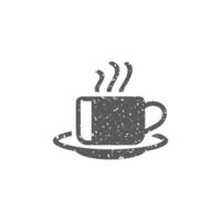 Coffee cup icon in grunge texture vector illustration