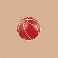 Basket ball halftone style icon with grunge background vector illustration