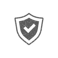 Shield icon in grunge texture vector illustration