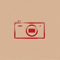 Camera halftone style icon with grunge background vector illustration