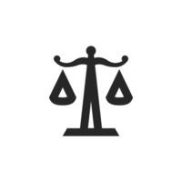 Justice scale icon in thick outline style. Black and white monochrome vector illustration.