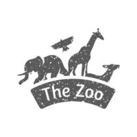 Zoo gate icon in grunge texture vector illustration