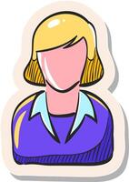 Hand drawn Female receptionist icon in sticker style vector illustration