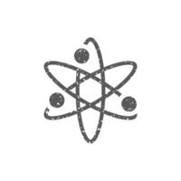 Atom structure icon in grunge texture vector illustration
