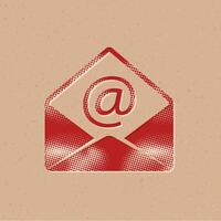 Email halftone style icon with grunge background vector illustration