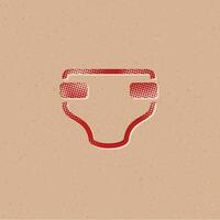 Diaper halftone style icon with grunge background vector illustration