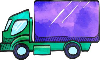 Truck icon in watercolor style. vector