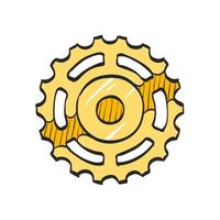 Sprocket icon in hand drawn color vector illustration