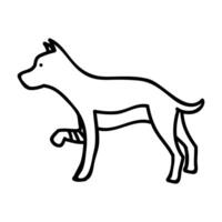 Leg injured dog icon. Hand drawn vector illustration. Editable line stroke.