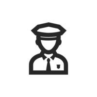 Police avatar icon in thick outline style. Black and white monochrome vector illustration.