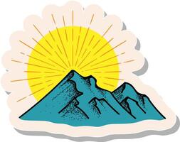 Hand drawn mountains in sticker style vector illustration