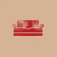 Couch halftone style icon with grunge background vector illustration