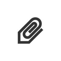 Attachment file icon in thick outline style. Black and white monochrome vector illustration.