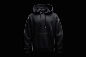AI generated Black men's hoodie mockup.Mockup for drawing on clothes. photo
