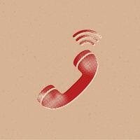 Wireless phone halftone style icon with grunge background vector illustration