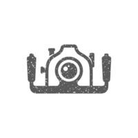 Underwater camera icon in grunge texture vector illustration