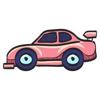Race car icon in hand drawn color vector illustration