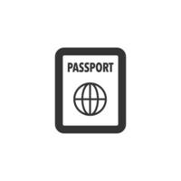 Passport icon in thick outline style. Black and white monochrome vector illustration.