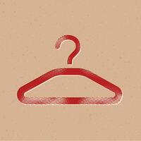 Clothes hanger halftone style icon with grunge background vector illustration