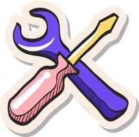 Hand drawn sticker style icon Bicycle tools vector