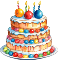 ai generado cumpleaños pastel con velas en parte superior de eso png