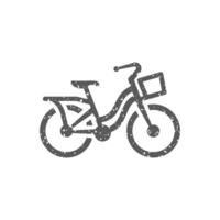 City bike icon in grunge texture vector illustration