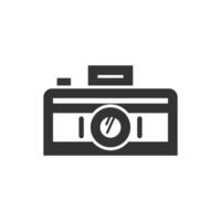 Panorama camera icon in thick outline style. Black and white monochrome vector illustration.