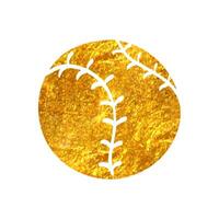 Hand drawn Baseball icon in gold foil texture vector illustration