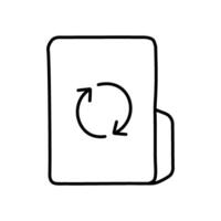 Sync folder icon. Hand drawn vector illustration. Editable line stroke.