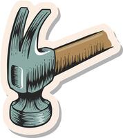 Hand drawn sticker style Claw hammer icon vector illustration