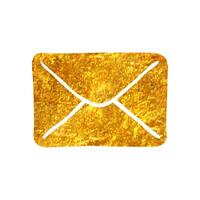 Hand drawn Email icon in gold foil texture vector illustration