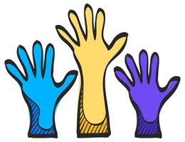 Hands icon in hand drawn color vector illustration