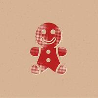 Gingerman halftone style icon with grunge background vector illustration