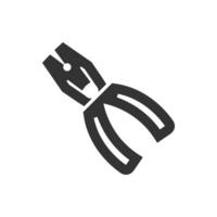 Pliers icon in thick outline style. Black and white monochrome vector illustration.